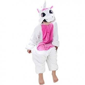 Happy Cherry - Pijama Ropa de Dormir de Franela Disfraz de Animal Unicornio Para Niños Niñas - Rosa - Talla 125