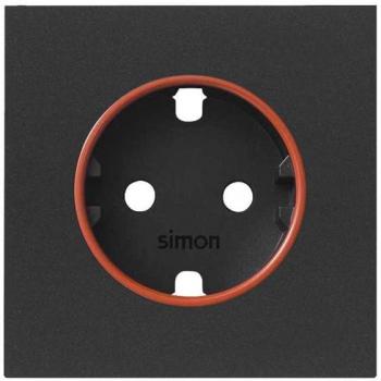 Tapa con aro rojo para enchufe Schuko negro mate 10000037-238