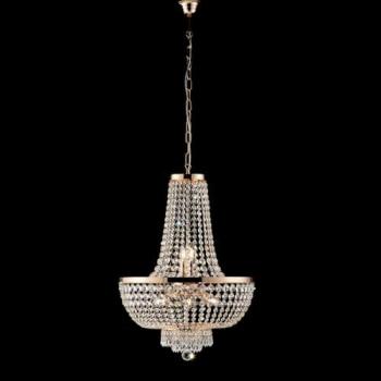 Lámpara de Araña Clásica Mozart de Hierro y Latón Dorado con Cristales Strass, 8 Luces E14, 50x A74 cm