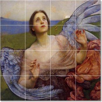 Annie Swynnerton ángeles Tile Mural casa construcción ideas. 24 x 24 cm con