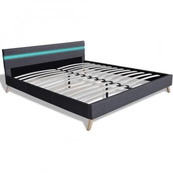 vidaXL Cama gris oscura de matrimonio con tapicería tela