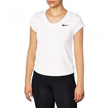 NIKE W Nkct Dry Top SS Short Sleeve Top, Mujer, White/Black, L