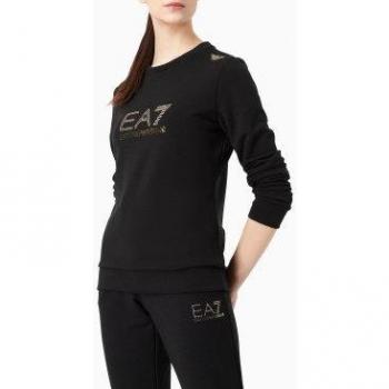 EA7 Women's Evolution Black Sweatshirt, Size M, Long Sleeve, Casual Polyester