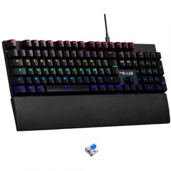 Teclado Mecánico Gaming RGB The G-Lab Keyz Carbon EX - Español QWERTY con Ñ, Interruptores Azules, Alta Reactividad, 16 Modos de Retroiluminación para PC, PS4 y PS5