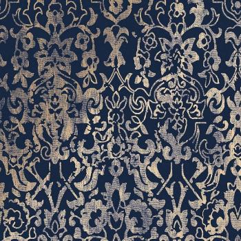 Majestic Damask Navy Removable Non-Woven Wallpaper