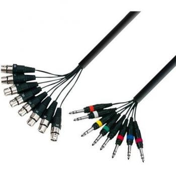 8x XLR Female to 8x 6.3mm Stereo Jack Multicore Cable - 3m