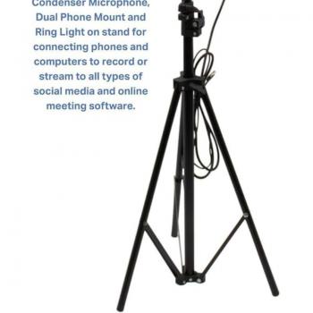 VocoPro Condenser Microphone with Boom Stand and Streamer-Live USB Audio Interface, Phone Mount Bundle