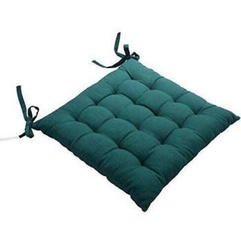 Galette de silla acolchada 38x38 cm en algodón color verde oscuro con lazos