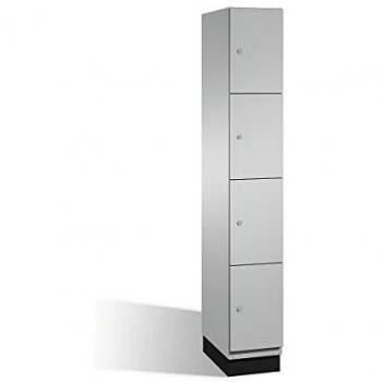 Armario de Compartimentos Bajo Llave CAMBIO C+P, 4 Compartimentos, Puerta de Acero, Color Blanco Aluminio, Dimensiones B 300 mm