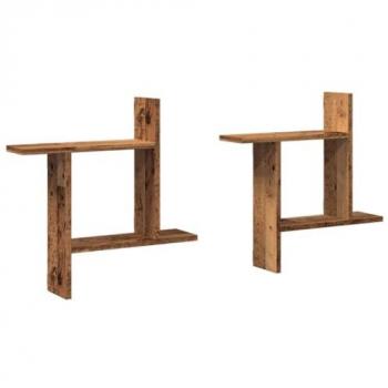 Estantes de Pared 2 uds Madera Ingeniería Envejecida 50x12x50 cm