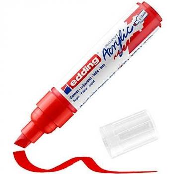 edding 5000 marcador acrílico de trazo grueso - rojo - 1 rotulador acrílico resistente al agua - punta biselada ancha 5-10 mm - pintura acrílica para lienzo, papel kraft, madera y piedra