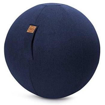 Bola de Estar Sentado Felt, 65 cm, Ergonomía para Oficina y Hogar, Cubierta de Poliéster Lavable a 30°C, Resistente al Desgarro, con Asa de Transporte, Color Azul Osc