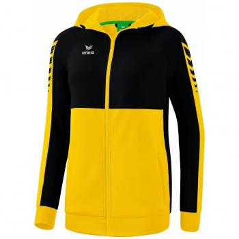 Erima Sudadera Con Cremallera Six Wings Training, chaqueta de entrenamiento con capucha para mujer, color amarillo, talla 42