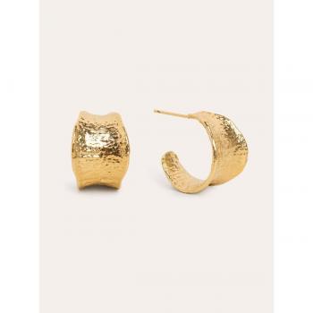 Pendientes Boho Singularu Baño Oro de 18 quilates con Tuerca a presión - Joyas de Aro en Latón con Acabado en Oro - Accesorios para Mujer