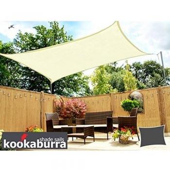 Kookaburra Toldo Vela de Sombra Para Jardín - Resistente al Agua - 5m x 4m Rectangular Marfil