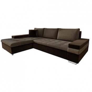 Sofá Rinconero Comfivo 121, Función de Descanso, Caja de Ropa de Cama, 274 x 182 x 83 cm, Color Marrón