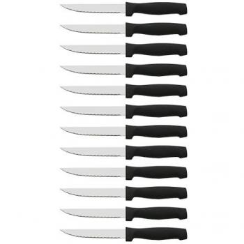 Cuchillos Cuperinox para Carne, Mesa y Chuleteros - 12 Piezas, Hoja Serrada de 11 cm, Mango de Polipropileno, Acero Inoxidable, Apto para Lavavajillas