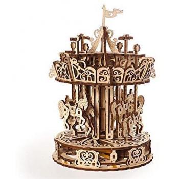 UGEARS Carousel 3D Puzzles Adult - Spinning Merry-go-Round Wooden Construction Kit - Easy Self-Assembling - Mechanical 3D Puzzle Wooden Model Kits for Adults to Build - Gorgeous Gift and Home Décor