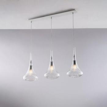Lámpara de Pista Moderna Be Light Tyla con 3 Luces E27 y Cristal Transparente