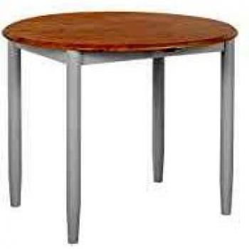 Mesa de Comedor Redonda Extensible de Madera de Caucho Claro y Gris Ø 92 cm Omaha