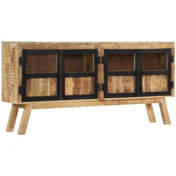 Aparador de madera maciza de mango marrón y negro 160x30x76 cm