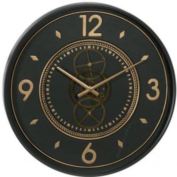 Reloj de Pared Decorativo Hierro Verde Dorado 55 x 8,5 x 55 cm - Moderna Decoración Fácil de Instalar