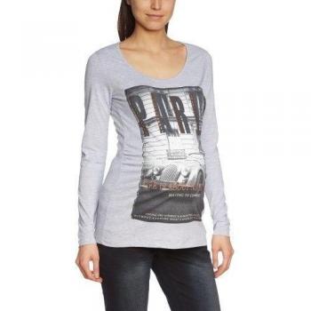 Mamalicious - Camisa premamá de manga larga para mujer, talla 40, color light grey melange print black/grey tones with cobber studs
