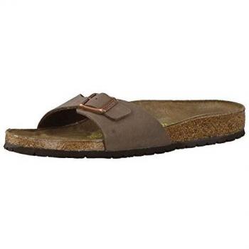 Pantuflas Birkenstock Madrid de ancho estrecho con hebilla ajustable en color moca EU 35