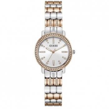 Guess GW0612L3 Women's Hayley Two Tone Wristwatch, Features: Analogue display, Quartz movement, Stainless steel case and bracelet, Two-tone design (rose gold and silver), Multicolor accents, One size fits all