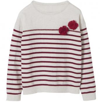 VERTBAUDET Jersey Marinero niña Rojo Oscuro a Rayas 5-6 Anos, 114CM