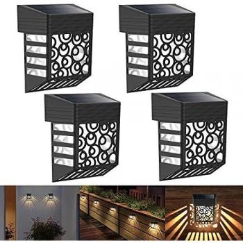 Fortand Luz Solar Exterior, 4 Pack Luces Solares LED Exterior Jardin IP54 Impermeable, Luces Solares con Sensor de Luz y Automático ON/OFF, Luz Solar Decorativa para Jardin Patio Garaje Paso