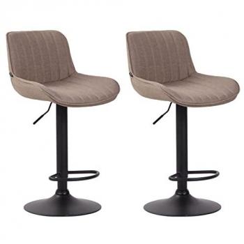 Set de 2 Taburetes de Bar Regulables en Tela Gris Topo