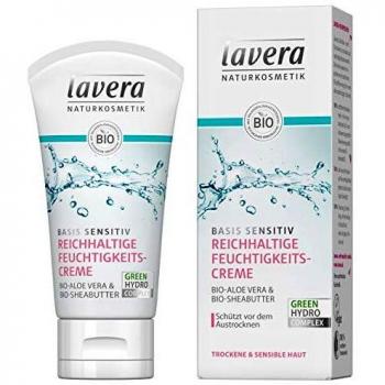 Lavera Naturkosmetik Base Sensitiv Hidratante Bio Aloe Vera & Crema de manteca de karité, 1 x 50 ml