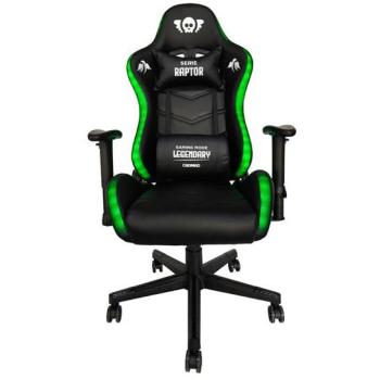 Silla Gaming Cromad Raptor Legendary - Altura Regulable con Pistón de Gas Clase 2 - Reclinable hasta 180° - Cojines Lumbar y Cervical - Ruedas de Nylon de 60mm - Il