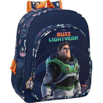 Mochila Escolar Adaptable a Carro Buzz Lightyear Junior Azul Marino - Safta (32 x 38 x 12 cm)