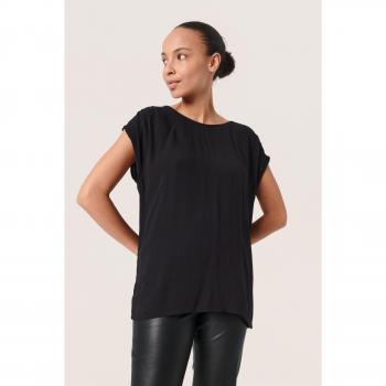 Soaked in Luxury Women's Black Loose-Fit Tie-Neck Blouse Size XS