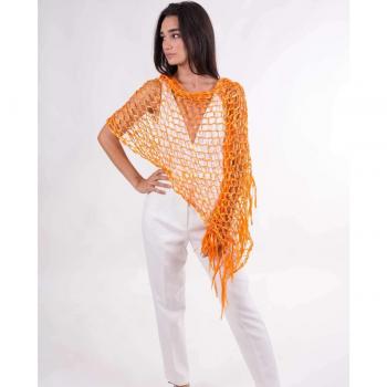Chal de fiesta de mujer rejilla en naranja