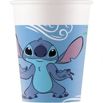Vasos de Papel Disney Stitch y Ángel - 8 unidades, capacidad 200 ml, producto oficial