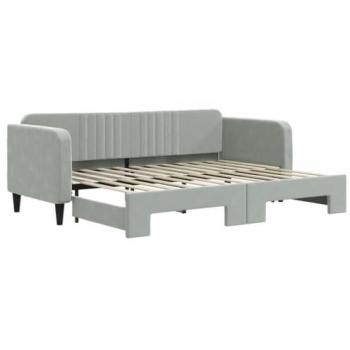 Sofá cama nido terciopelo gris claro 80x200 cm