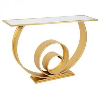 Recibidor Consola Alexandra House Living Oro Vidrio Madera MDF 33 x 80 x 120 cm