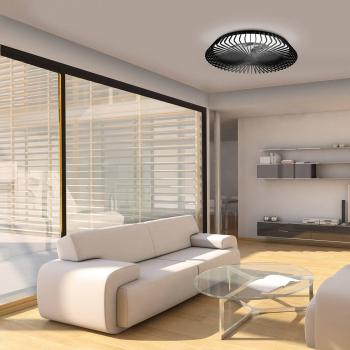 Ventilador de techo con luz LED Himalaya Motor DC, control por app y mando a distancia, color negro, 1 bombilla integrada, Smartlight Ø 63 cm