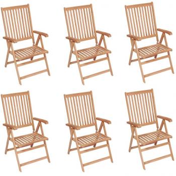 vidaXL Reclining Garden Chairs 6 pcs Solid Teak Wood