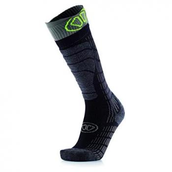 Calcetines Largos Ski Comfort Medium Volume SIDAS Unisex de Lana Merino, Absorbentes de Sudor, Cálidos y Suaves, hasta la Rodilla, Color Negro y Gris, Talla 45-47