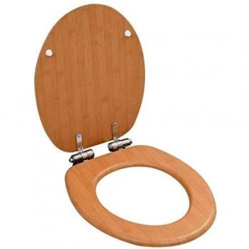 vidaXL Asiento Inodoro WC con Tapa de Cierre Suave MDF Aseo Cuarto de Baño Servicio Fontanería Bricolaje Piezas Artículos Decoración Diseño Bambú