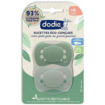 Dodie Eco-Designed Anatomical Pacifier Set +6 Months - Green (2 Pack)