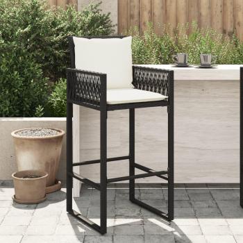 Taburetes de Bar Polyrattan Negro con Almohadas 2 Piezas - Taburetes de Cocina con Cojines 2 Uds Ratán Sintético Negro vidaXL