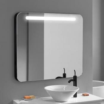 Espejo de Baño con Luz LED Frontal Modelo Rio - Aplike Bathroom Lighting - Marco de Aluminio Negro - Luz Blanca Neutra (4000K) - 80 x 70cm
