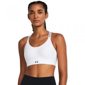 Sujetador deportivo Under Armour Infinity Mid 2.0 para mujer, color blanco, talla L, diseñado para fitness con soporte medio y comodidad óptima
