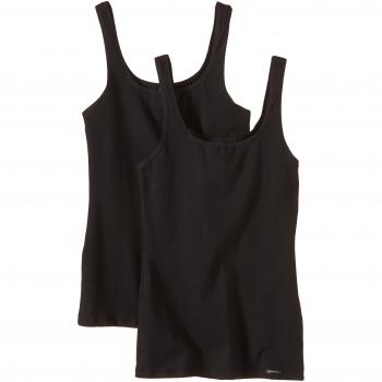 Skiny Advantage Cotton - Camiseta interior de sin mangas con cuello redondo para mujer, pack de 2, Color Negro 7665, Talla 38