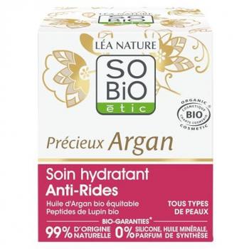 Crema Hidratante Antiarrugas de Día SO'BiO étic Precious Argan Cosmos Organic 50ml - Reduce arrugas, tonifica la piel, con aceite de argán orgánico, 99% de origen natural, fabric